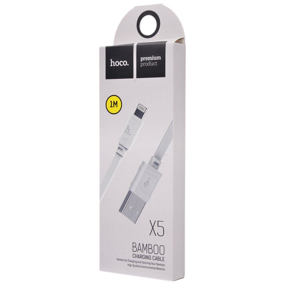 Зарядные устройства и кабели - Кабель USB HOCO X5 Bambo Lightning, 2.4А, 1 м, черный/белый