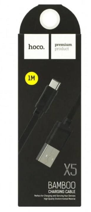 Зарядные устройства и кабели - Кабель USB HOCO X5 Bambo Type-C, 2.4А, 1 м, белый/черный