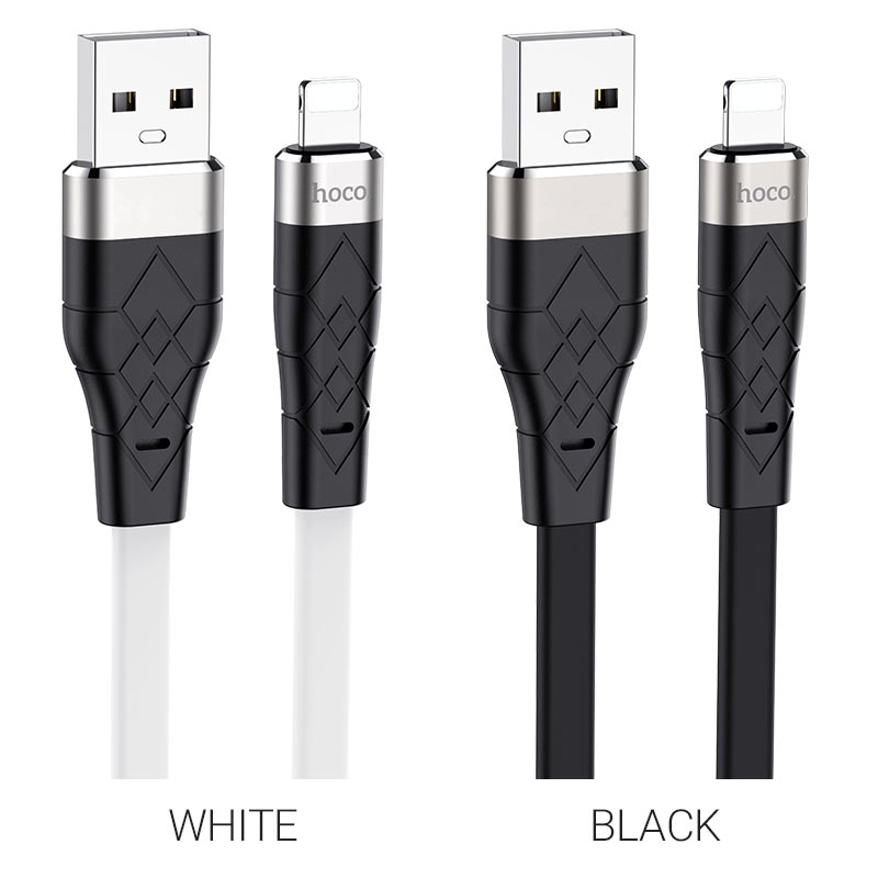 Зарядные устройства и кабели - Кабель HOCO X53 Angel USB - Lightning, 2.4А, 1 м, белый/черный