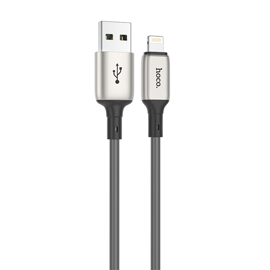 Зарядные устройства и кабели - Кабель HOCO X66 Howdy USB - Lightning, 2.4А, 1 м, белый/серый