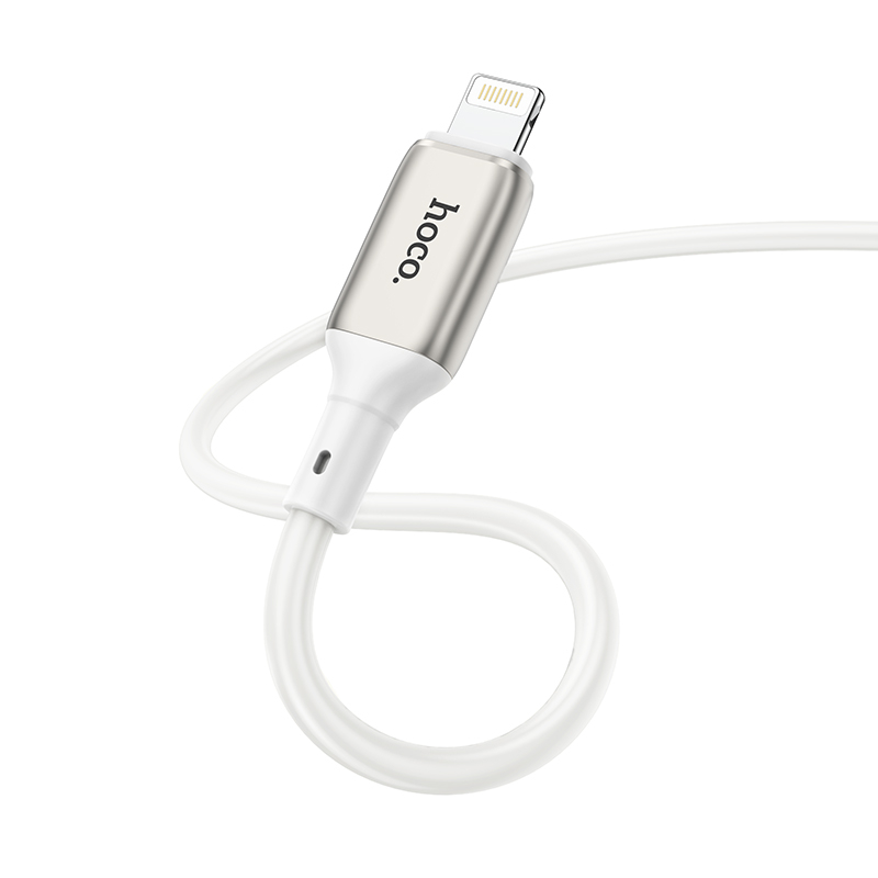 Зарядные устройства и кабели - Кабель HOCO X66 Howdy USB - Lightning, 2.4А, 1 м, белый/серый