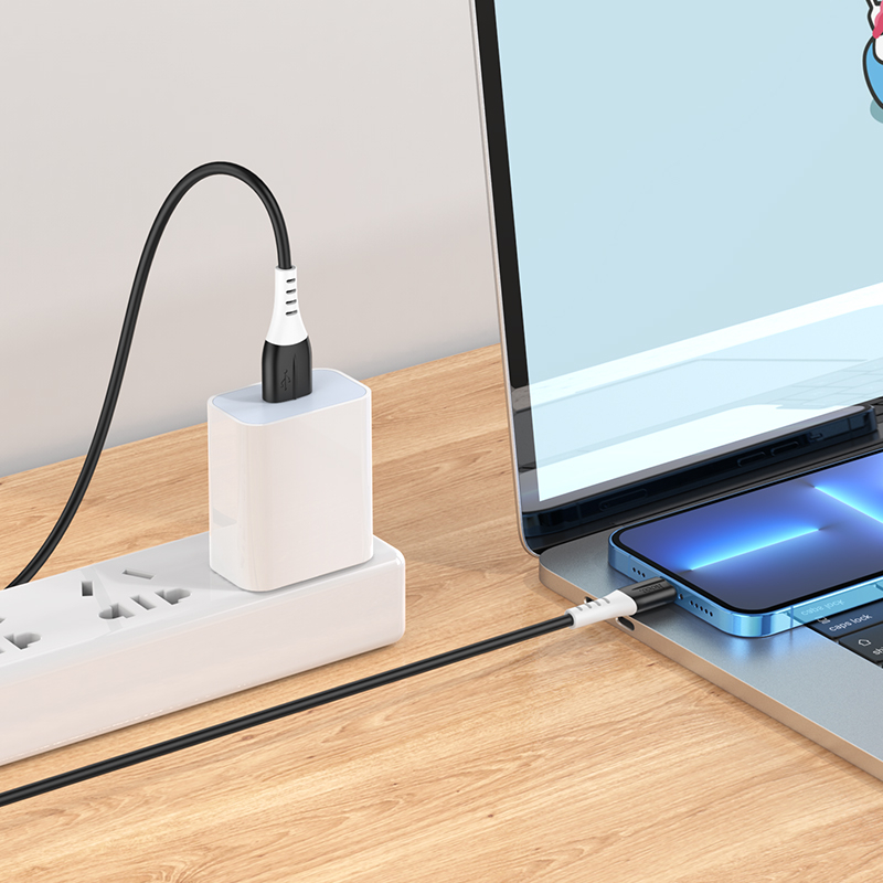 Зарядные устройства и кабели - Кабель HOCO X82 Silicone USB - Lightning, 2.4А, 1 м, черный