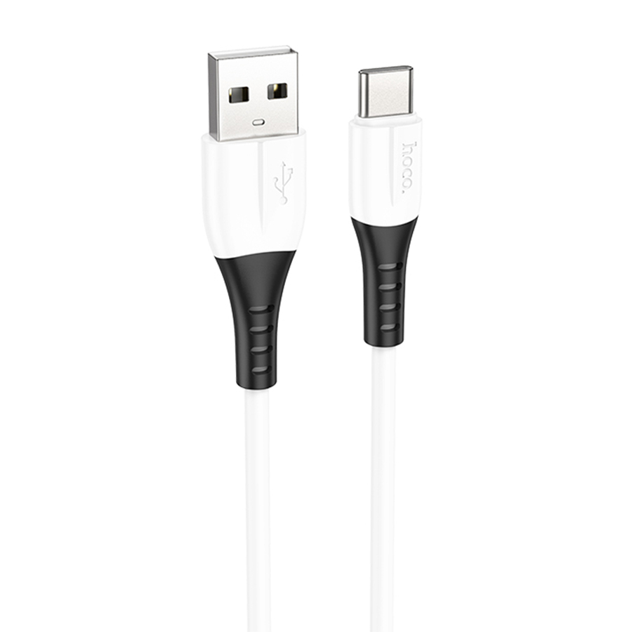 Зарядные устройства и кабели - Кабель HOCO X82 Silicone USB - Type-C, 3A, 1 м, белый/черный