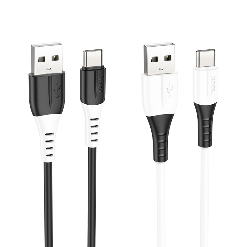 Зарядные устройства и кабели - Кабель HOCO X82 Silicone USB - Type-C, 3A, 1 м, белый/черный