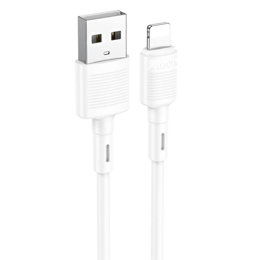 Зарядные устройства и кабели - Кабель HOCO X83 Victory USB - Lightning, 2.4А, 1 м, белый/черный