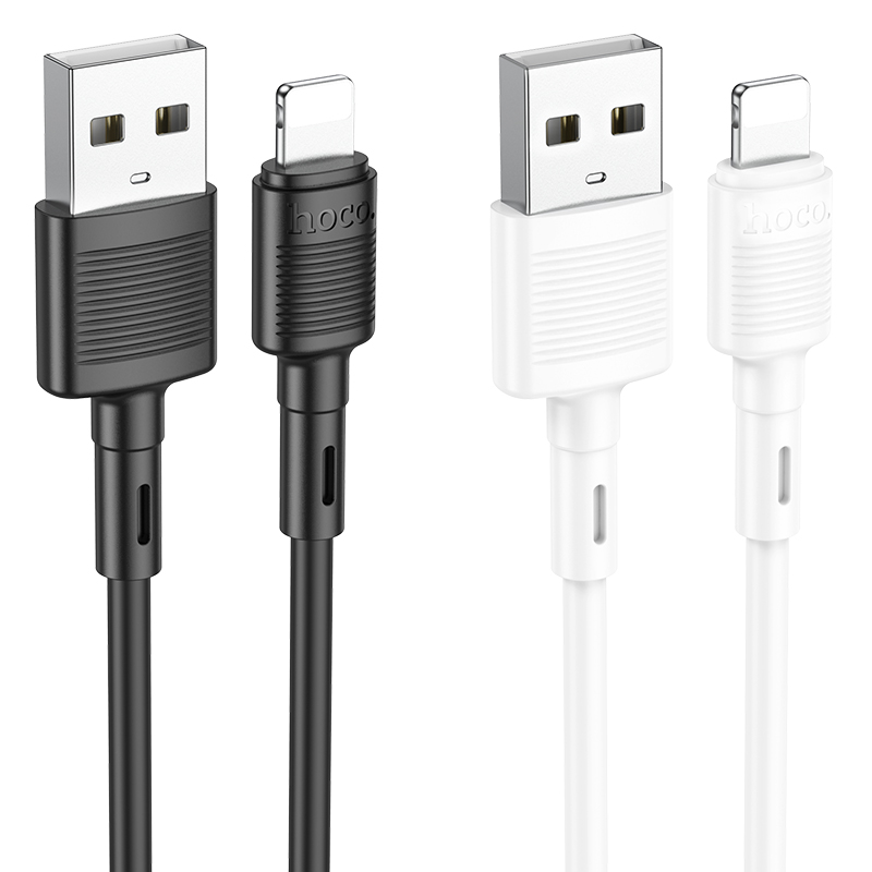 Зарядные устройства и кабели - Кабель HOCO X83 Victory USB - Lightning, 2.4А, 1 м, белый/черный