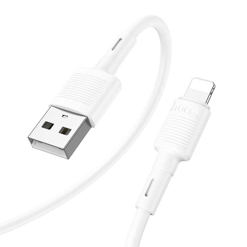 Зарядные устройства и кабели - Кабель HOCO X83 Victory USB - Lightning, 2.4А, 1 м, белый/черный