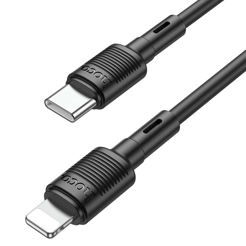 Зарядные устройства и кабели - Кабель USB-C HOCO X83 Victory Type-C - Lightning, 20W, 1 м, черный