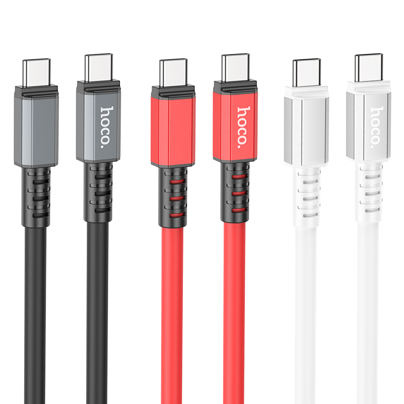 Зарядные устройства и кабели - Кабель USB-C HOCO X85 Strength Type-C - Type-C, 60W, 1 м, белый/черный