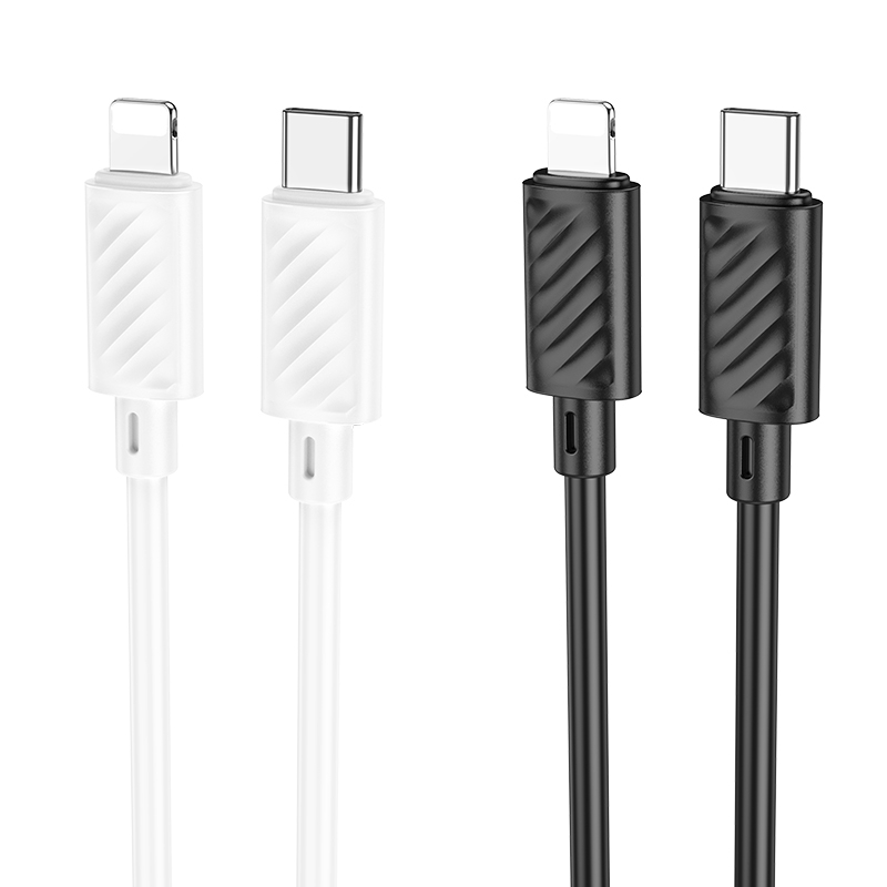 Зарядные устройства и кабели - Кабель USB-C HOCO X88 Gratified Type-C - Lightning, 3A, 20W, 1 м, черный/белый