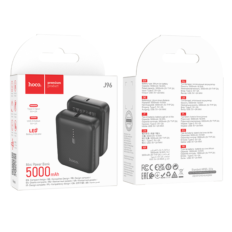 Power Bank аккумуляторы - Аккумулятор HOCO J96 Strider 5000 mAh черный