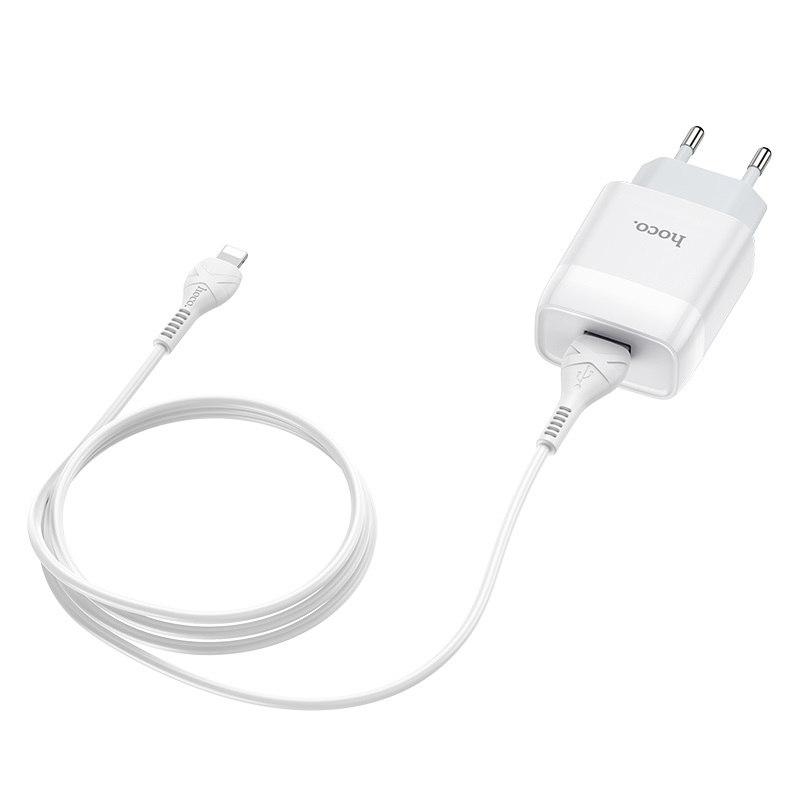Зарядные устройства и кабели - Зарядное устройство HOCO C72A Glorius single 1xUSB с Кабелем USB - Lightning, 2.1A, 10W