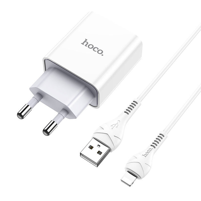 Зарядные устройства и кабели - Зарядное устройство HOCO C81A Asombroso single 1xUSB с Кабелем USB - Lightning, 2.1A, 10W