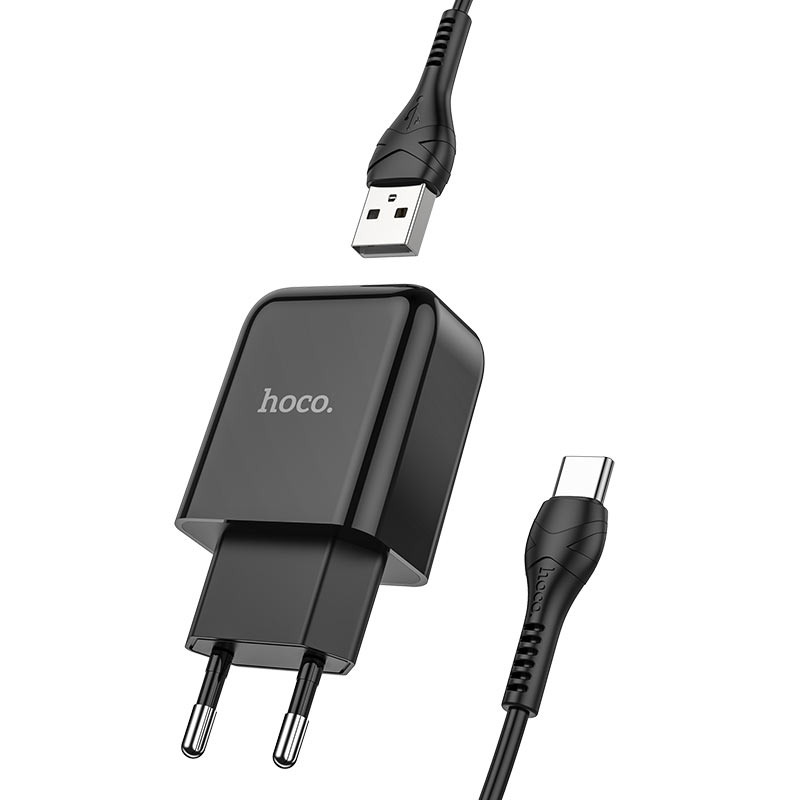 Зарядные устройства и кабели - Зарядное устройство HOCO N2 Vigour single 1xUSB с Кабелем USB - Type-C, 2A, 10W