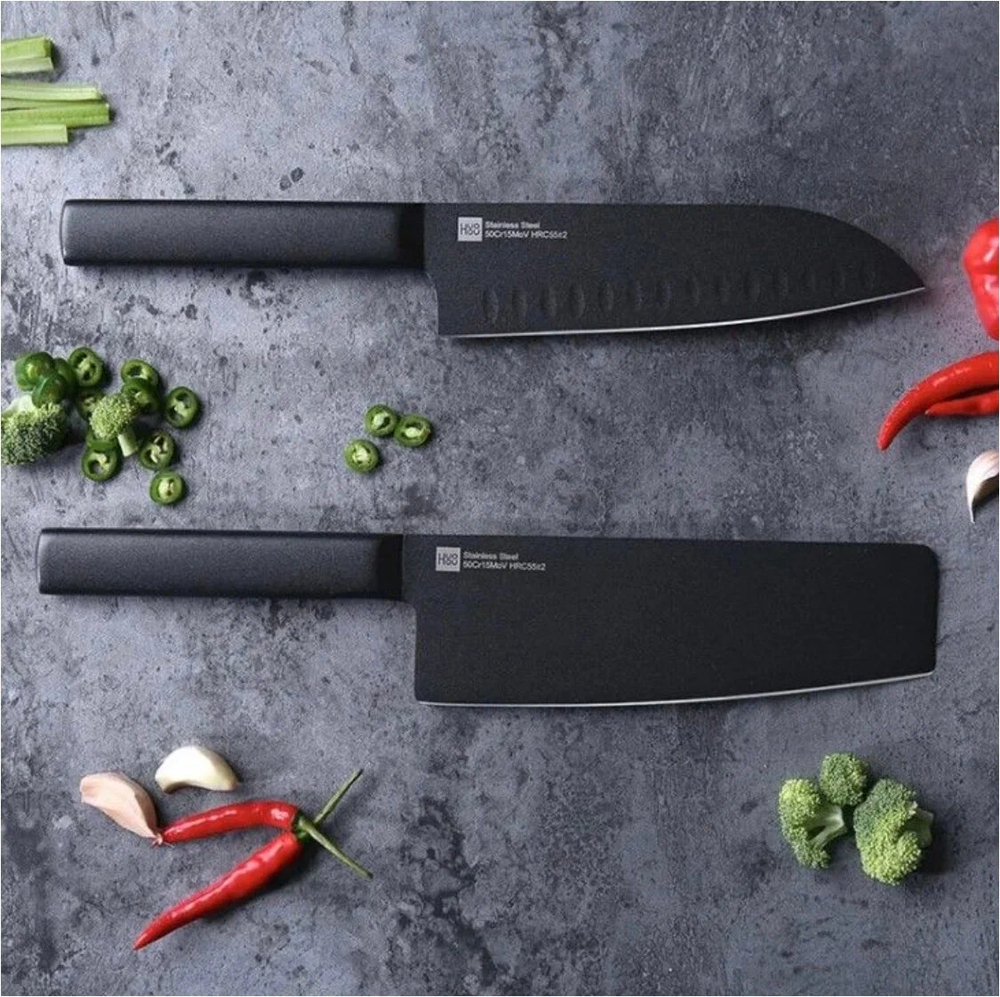 Аксессуары Xiaomi - Набор кухонных ножей Xiaomi Huo Hou Black Heat Knife Set 2 шт