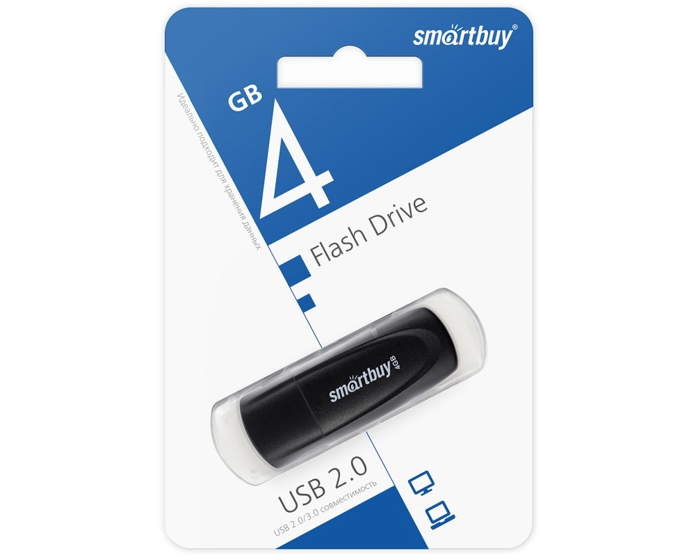 Флешки - Флешка USB 2.0 SmartBuy Scout 4GB