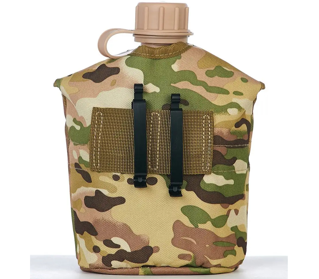Снаряжение и экипировка - Фляга армейская с котелком в чехле 1л летний камуфляж (мультикам)