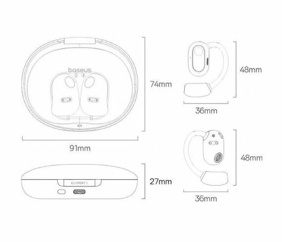 Беспроводные наушники - Беспроводные наушники Baseus Eli Sport 1 Open-Ear TWS Earbuds