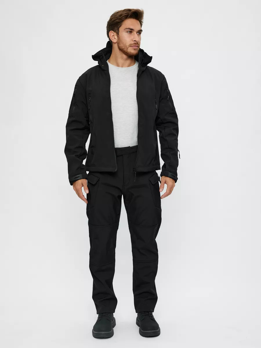 Снаряжение и экипировка - Тактический костюм Softshell демисезонный черный