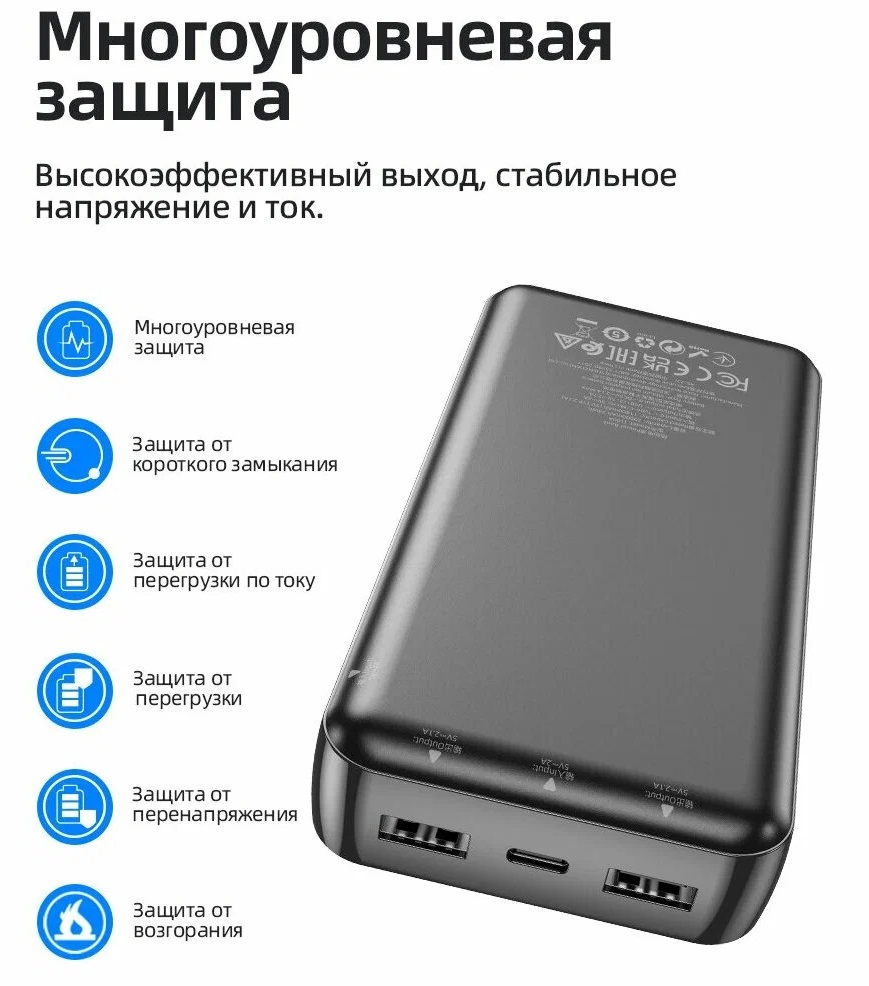 Внешний аккумулятор HOCO J100A High-ranking 20000 mAh Повербанки - Внешний аккумулятор HOCO J100A High-ranking 20000 mAh