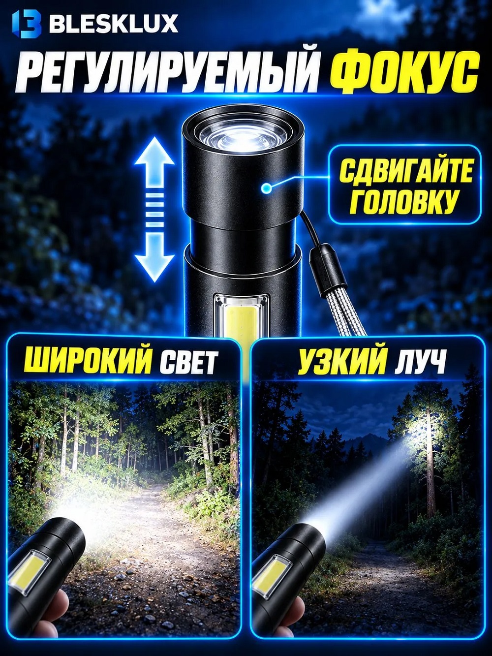 Аккумуляторный фонарь с кейсом BleskLux BL-F6112 Ручные фонари - Аккумуляторный фонарь с кейсом BleskLux BL-F6112