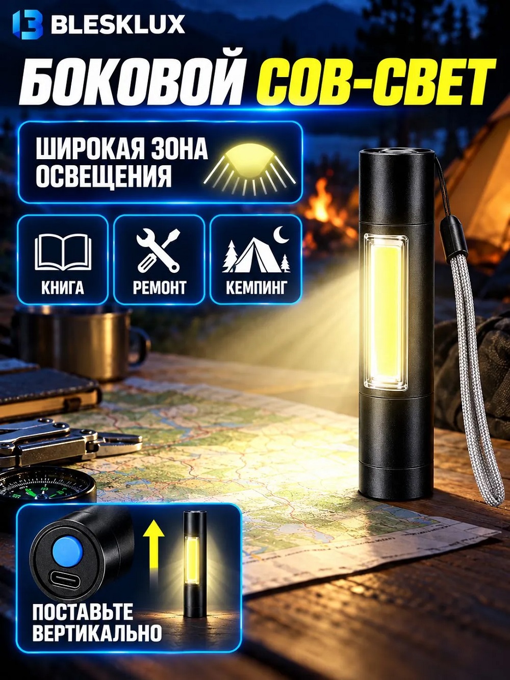 Аккумуляторный фонарь с кейсом BleskLux BL-F6112 Ручные фонари - Аккумуляторный фонарь с кейсом BleskLux BL-F6112